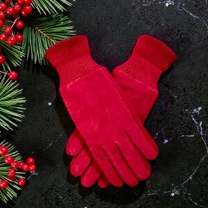 Thinsulate Red Suede Insulated Gloves